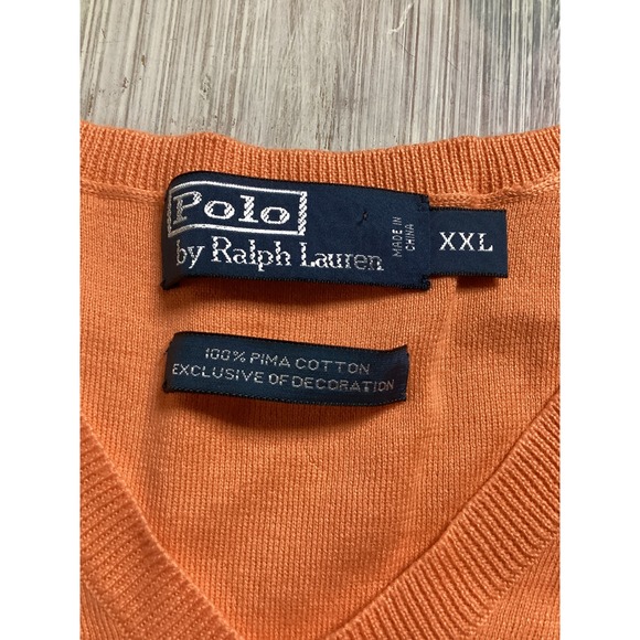 Polo Ralph Lauren V Neck Sweater Vest Orange XXL Mens 100% Pima Cotton - Picture 3 of 6